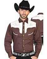 CAMISA CHARRA ANTE/BORDADA EL GENERAL 2019-131 COLOR CAFÉ
