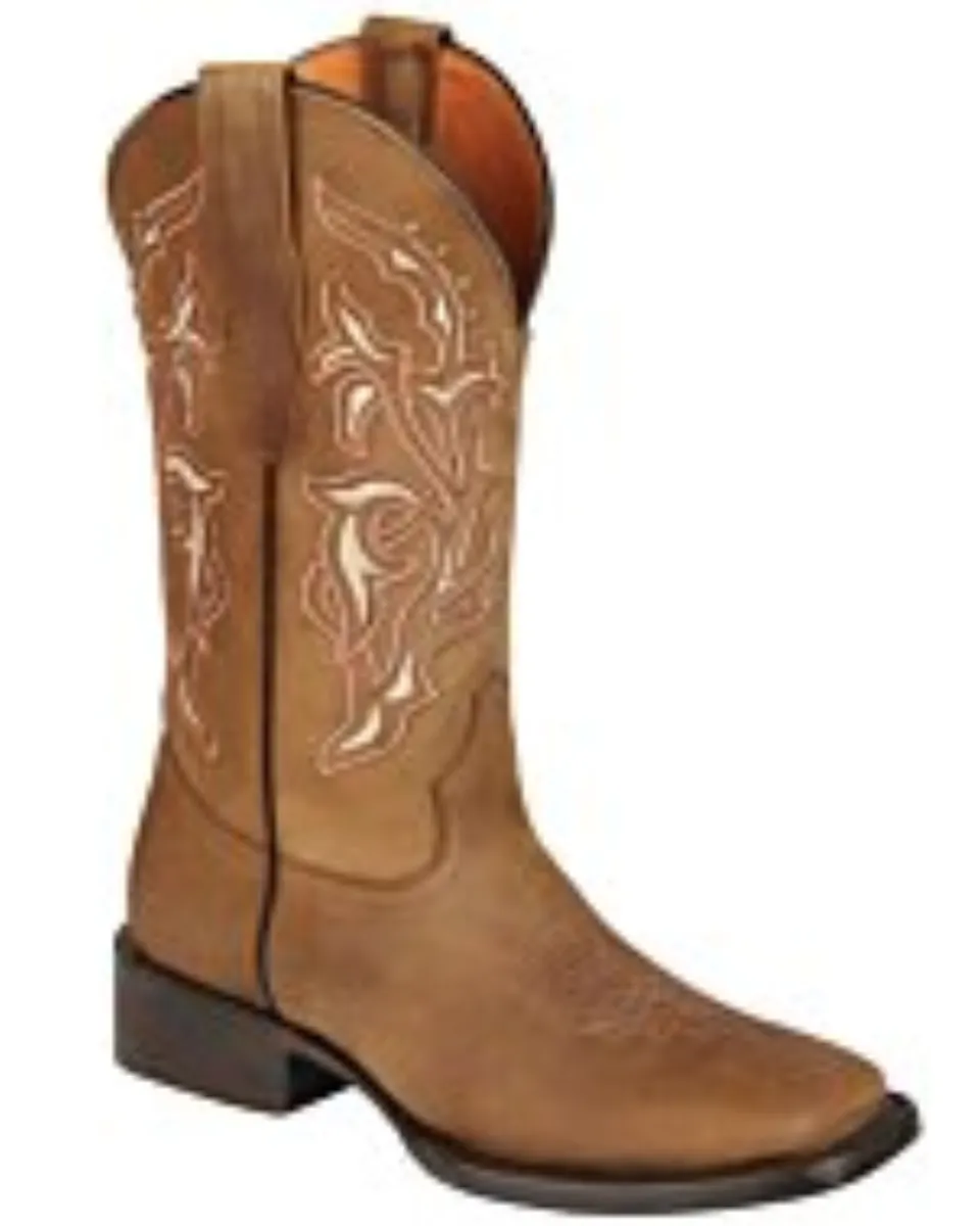 Bota Rodeo Texas Para Mujer Suela Cuero Color Tabaco