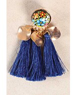 Aretes Artesanales Hilo De Seda Azul Rey 602155