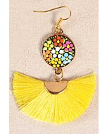 Aretes Artesanales Ruedita Hilo De Seda Amarillo 602174