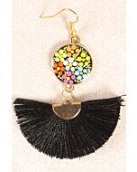 Aretes Artesanales Ruedita Hilo De Seda Negro 602177