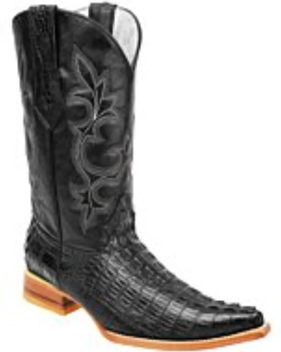 Botas Vaqueras Grabado Caimán Clon BD04 Negras