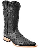 Black Ostrich Print Cowboy Boots 3X WD 11-116