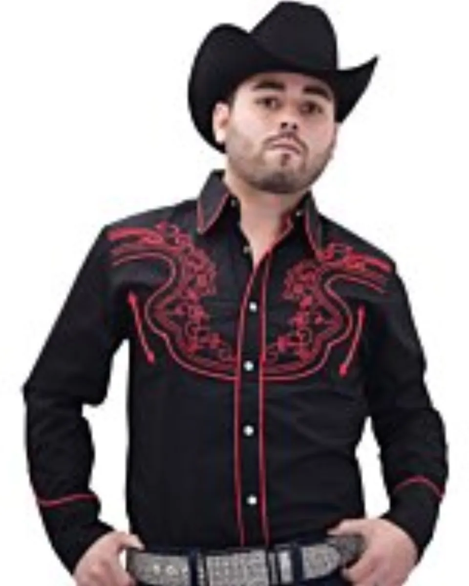 Camisa Vaquera WD Boots 11-909 Negro/Rojo