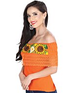 Blusa Bordada Artesanal Olán 601287 Color Naranja