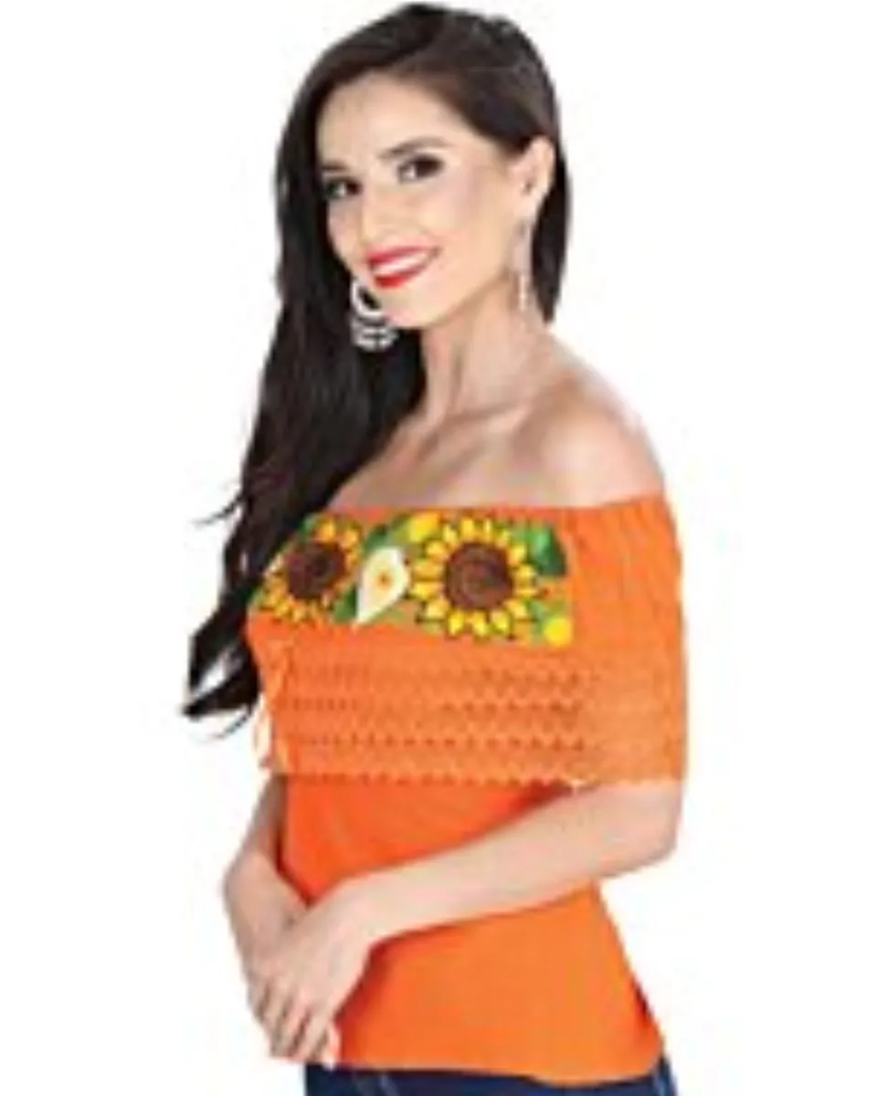 Blusa Bordada Artesanal Olán 601287 Color Naranja