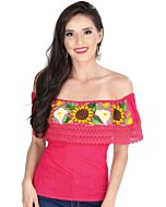 Blusa Bordada Artesanal Olán 601287 Fiusha