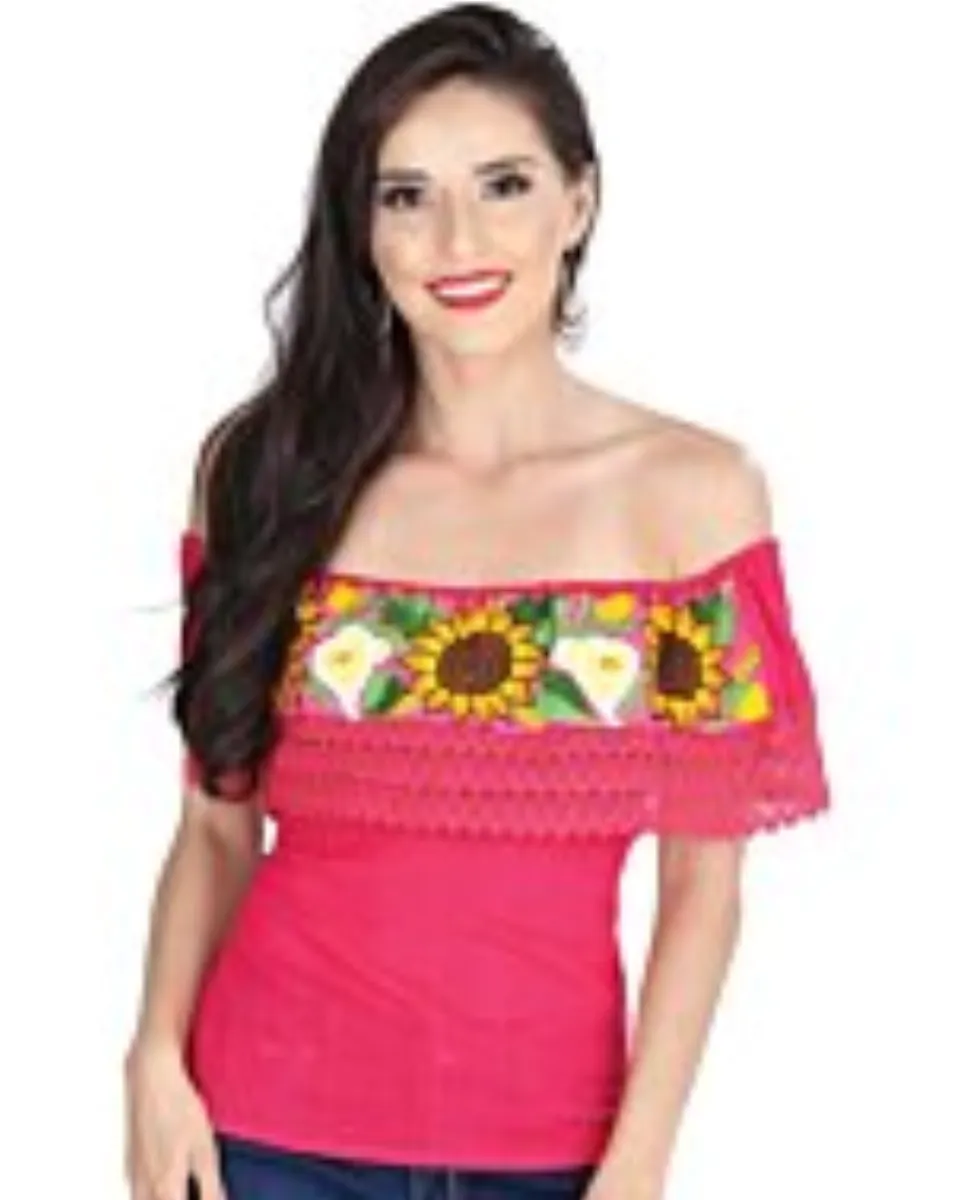 Blusa Bordada Artesanal Olán 601287 Fiusha