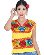 Blusa Bordada Artesanal Zinacantan Amarilla 601412