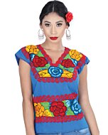 Blusa Bordada Artesanal Zinacantan Azul 601413