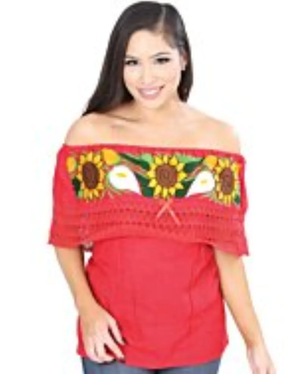 Blusa Bordada Artesanal Olán Roja 601703