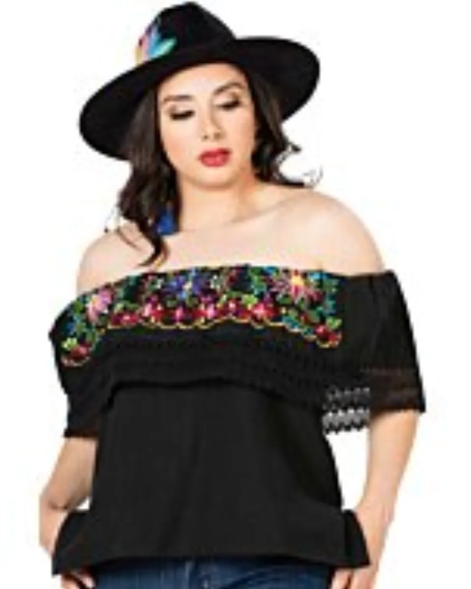Blusa México Artesanal 603053 Negra Campesina