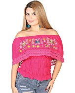Blusa Resorte Artesanal Floral 602457 Fuchsia