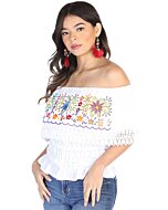 Blusa Resorte Artesanal Floral 602459 Blanco