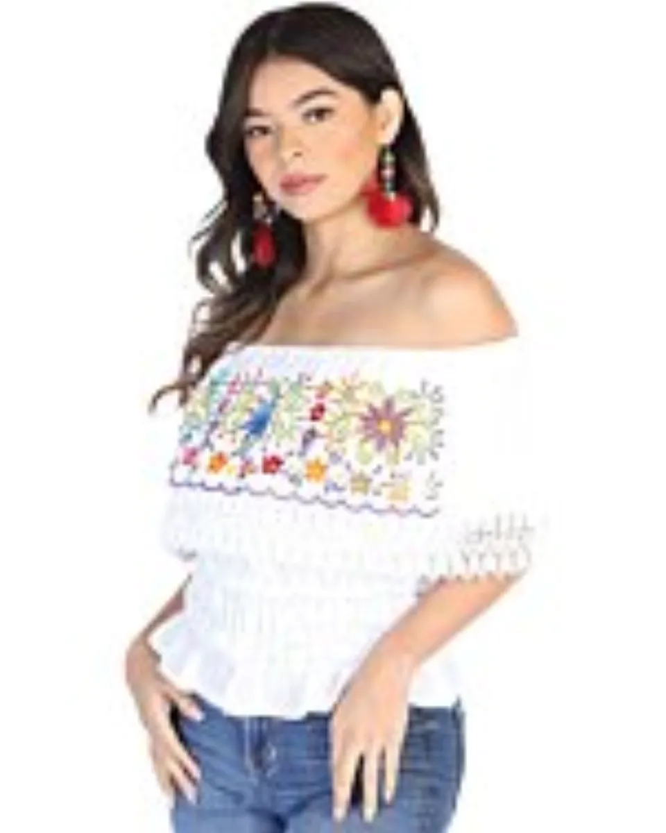 Blusa Resorte Artesanal Floral 602459 Blanco
