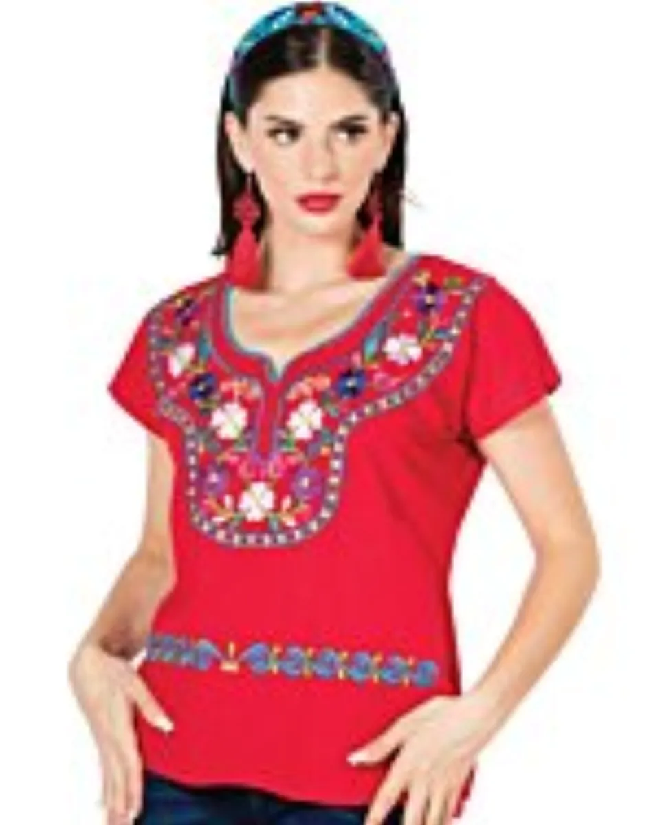 Blusa Kimona Artesanal Mexicana 603056 Color Rojo