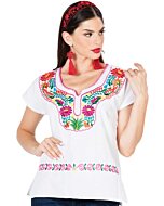 Blusa Kimona Artesanal Mexicana 603057 Color Blanco