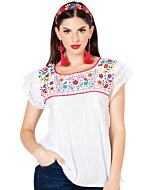 Blusa Típica Puebla Artesanal Mexicana 603096 Blanca