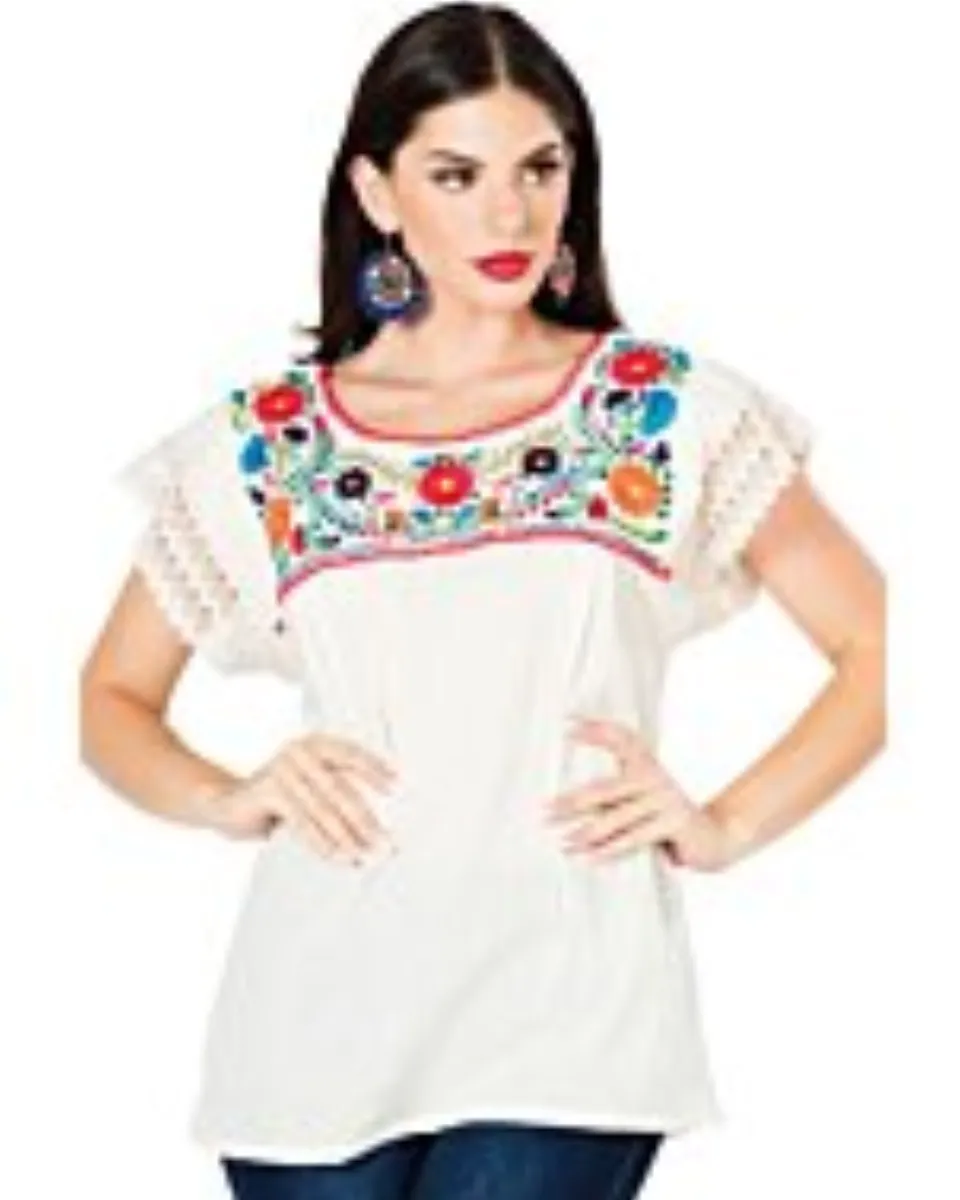 Blusa Típica Puebla Artesanal Mexicana 603097 Beige