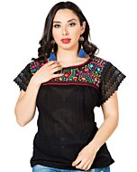 Blusa Típica Puebla Artesanal Mexicana 603098 Negra