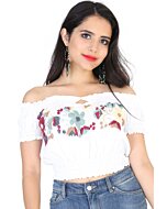 Blusa Corta Artesanal Mexicana 601983 Blanca