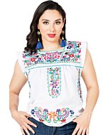 Blusa Artesanal Doble Típica México 603049 Blanca