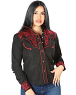 Blusa Vaquera Negra Cor Bordado Rojo 126668