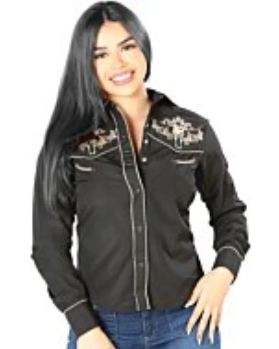 Blusa Vaquera Negra Bordado Bull Skull 126673