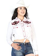 Blusa Vaquera Blanca Bordado Bull Skull En Los Hombros 126674
