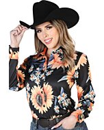 Blusa Vaquera Negra ESDLC 43900 Diseño De Girasoles