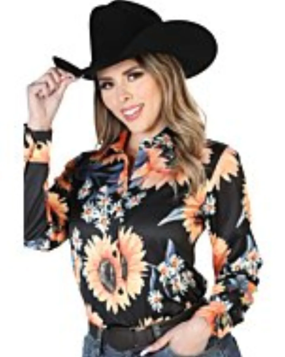 Blusa Vaquera Negra ESDLC 43900 Diseño De Girasoles