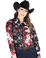 Camisa Vaquera De Mujer Color Burgundy 44078