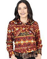 Camisa Vaquera Color Ladrillo De Mujer Snap Bottom 44424