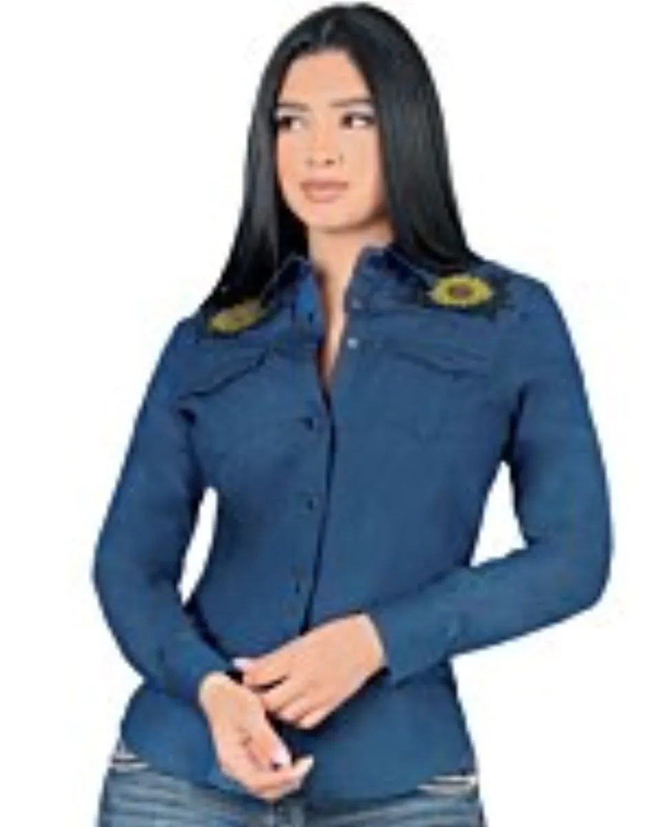 Blusa Vaquera Snap Button Girasol Lamasini 2323 Color Navy