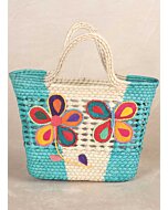Bolsa Artesanal De Palma Natural-Azul 602125