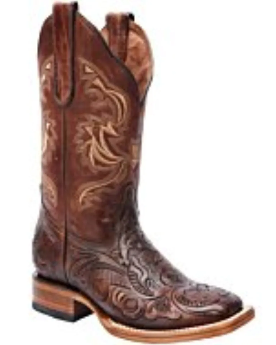 Botas Vaqueras Para Mujer Cinceladas Horma Rodeo Americana White Diamonds Boots 10-526 Color Café