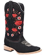 Botas Para Mujer Vaqueras Horma Rodeo Piel Nobuck White Diamonds Boots 11-494 Color Negro