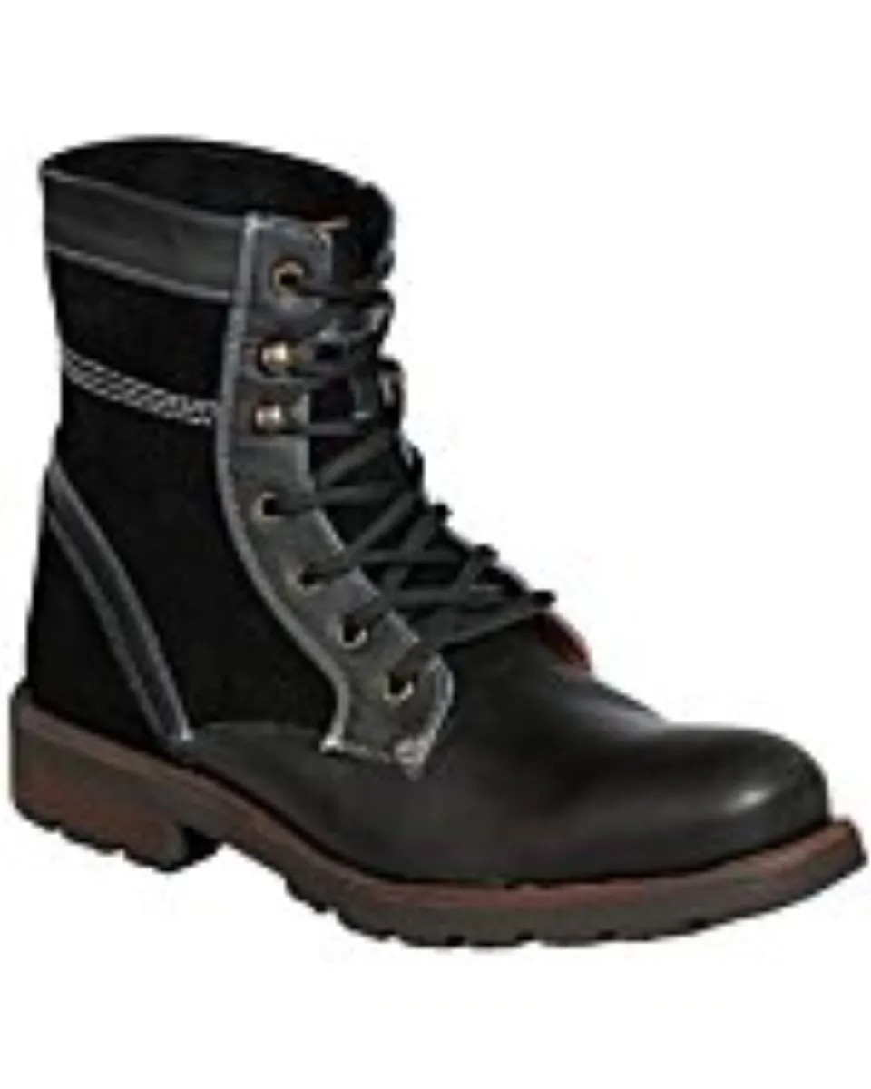 Botas Cortas Agujetas Para Hombre Lamasini 7601 Color Negro