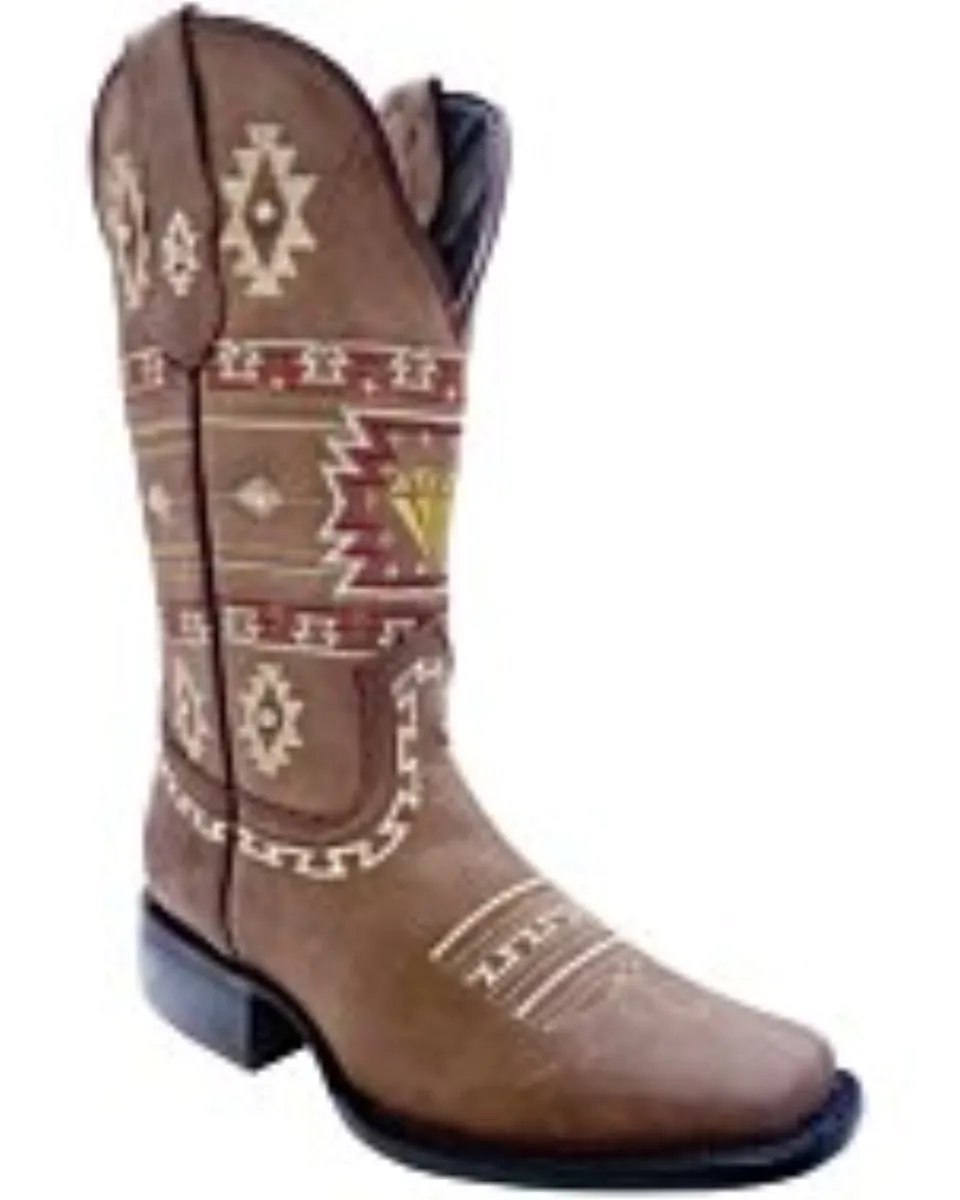 Bota De Mujer Vaquera Con Bordado Estilo Tradicional Nativo WD 11-500