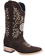 Botas De Mujer Vaqueras Horma Rodeo Nobuck White Diamonds Boots 11-496 Color Choco
