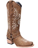 Botas Vaqueras De Mujer Horma Rodeo Tubo Ato White Diamonds Boots 11-487 Color Topo