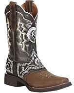 Botas Rodeo Antifaz Y Tubo Bordado Piel Nobuck Color Camel Con Antifaz Y tubo Café 51117
