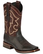 Botas de rodeo Montero TX-SHD-1 para hombre en piel color choco con punta cuadrada y suela de hule, hechas en México