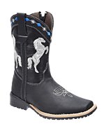 Botas De Niño Rodeo Color Negro Bordado De Caballos WD 11-378