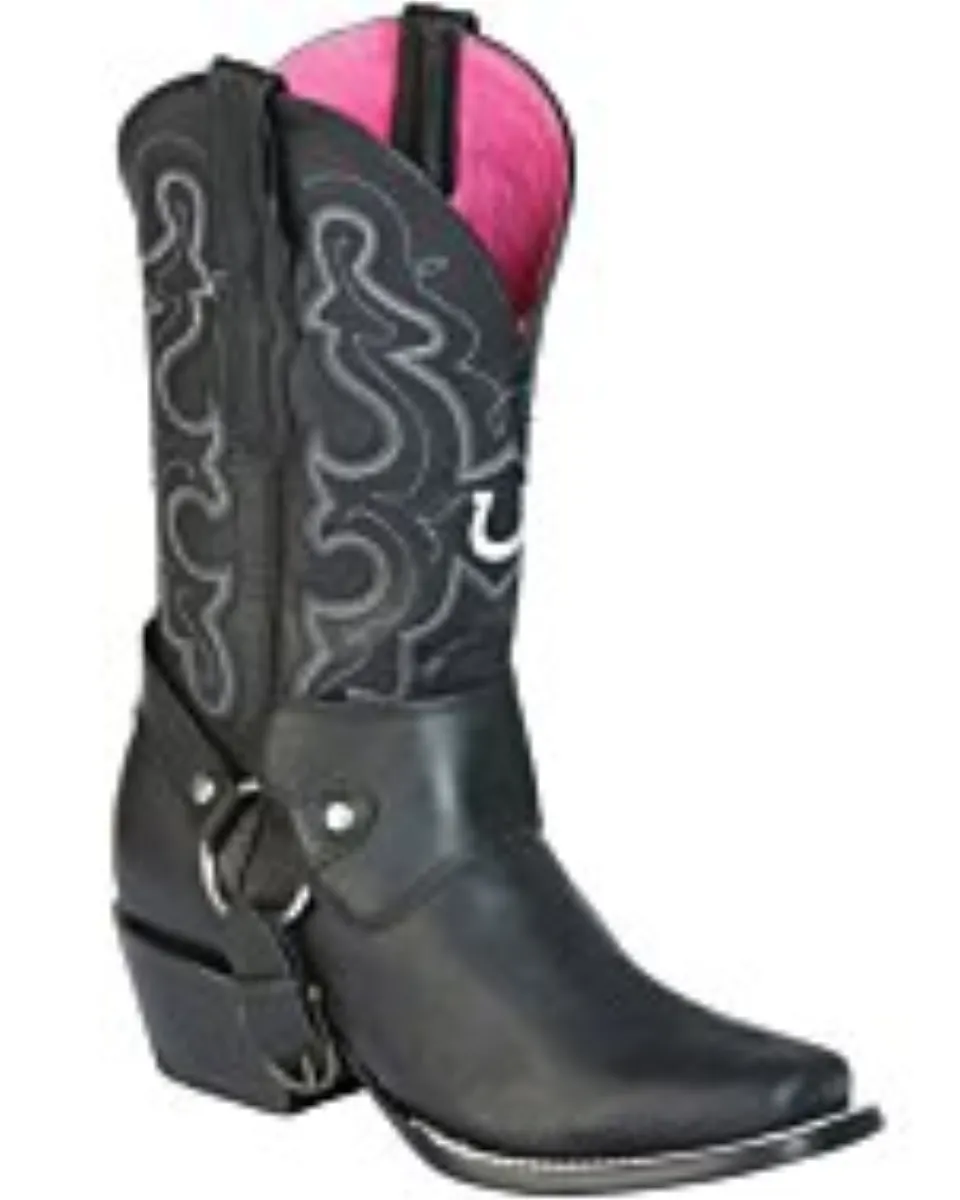 Bota Rodeo Dama El General 51135 Color Negro Con Arnés De Cuero Alrededor Del Tobillo