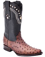 Bota Vaquera De Avestruz Horma 3X Color Nicotine WD 11-033