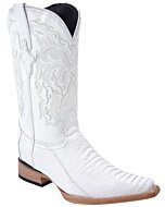 Men's Cowboy Ostrich Leg White Boots 3X Toe WD 11-051