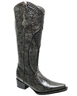 Botas Altas Para Dama Grabado Rústico Color Gris Oscuro WD 11-525