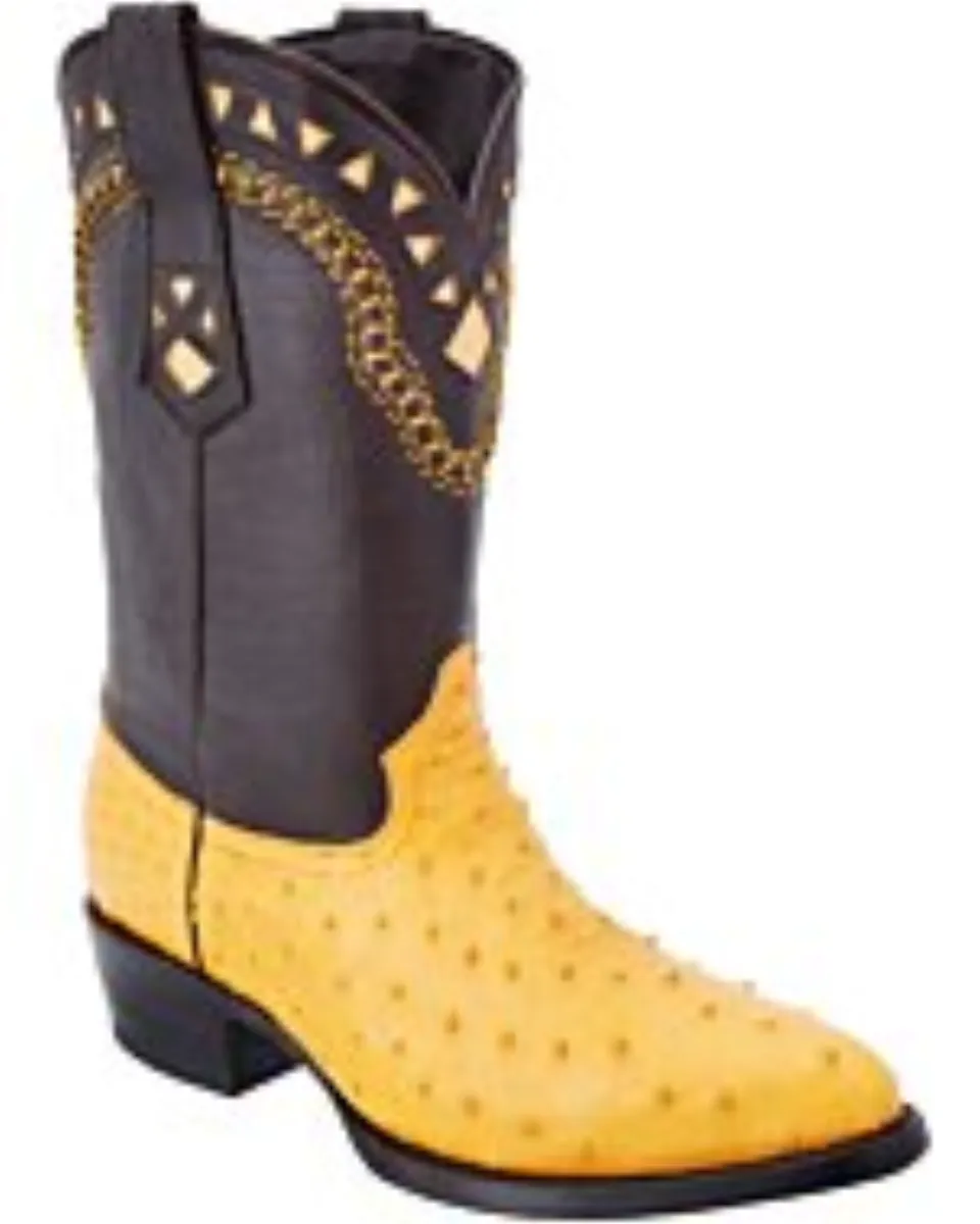 Botas Piel De Avestruz Color Mantequilla 900 WD 11-183