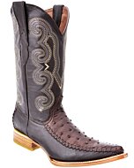 Men's Fashion Western Ostrich Print Brown Boots WD 11-108